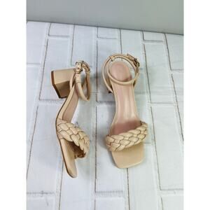 New cream braided strappy sandals size 6.5